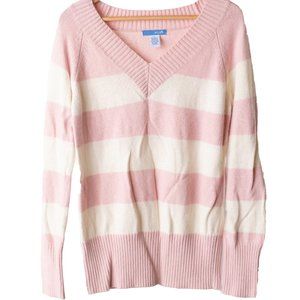 Pink and cream striped sweater
